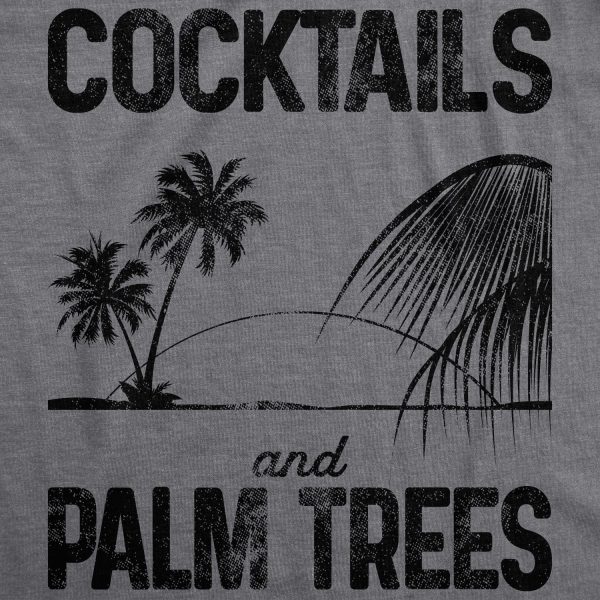 Womens Cocktails And Palm Trees Tshirt Cute Summer Vacation Tee For Ladies
