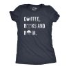Womens Coffee Books And Rain T Shirt Funny Caffeine Reading Lovers Tee For Ladies