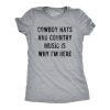 Womens Cowboy Hats And Country Music Is Why I’m Here Tshirt Funny Southern Line Dance Tee