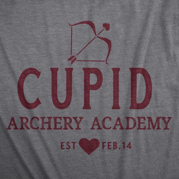 Womens Cupid Archery Academy T Shirt Funny Valentines Day Cupids Bow And Arrow Tee For Ladies