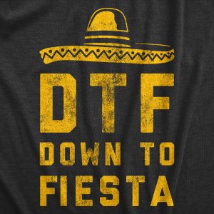 Womens DTF Down To Fiesta T Shirt Funny Sarcastic Cinco De Mayo Party Sombrero Tee For Ladies