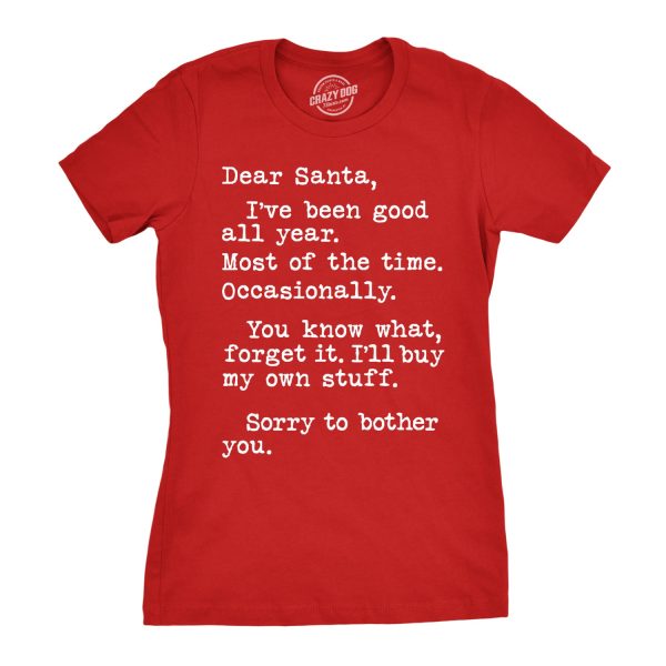 Womens Dear Santa I’ll Buy My Own Stuff Tshirt Funny Christmas Present Tee For Ladies