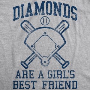 Womens Diamonds Are A Girls Best Friend Tshirt Funny Cute Baseball For Ladies