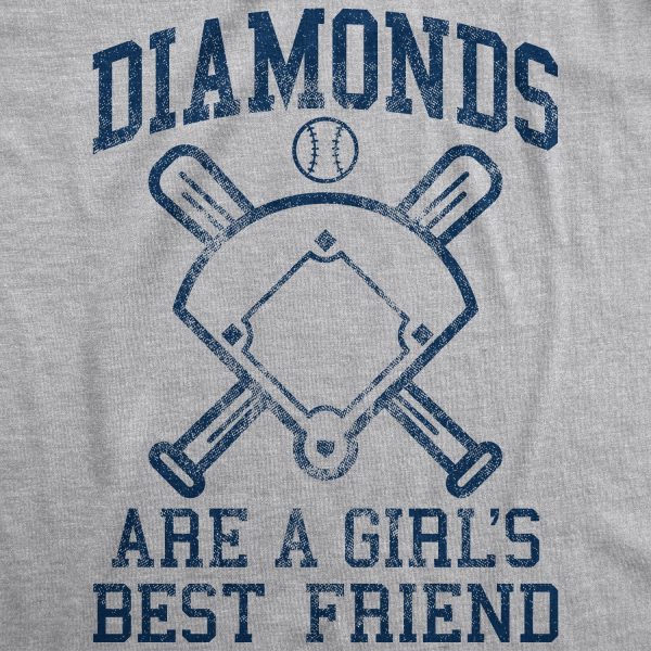 Womens Diamonds Are A Girls Best Friend Tshirt Funny Cute Baseball For Ladies