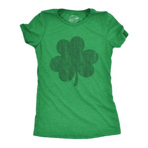 Womens Distressed Clover T Shirt Cool St Patricks Day Vintage Shamrock Awesome Graphic Tee Womens Distressed Clover T Shirt Cool St Patricks Day Vintage Shamrock Awesome Graphic Tee