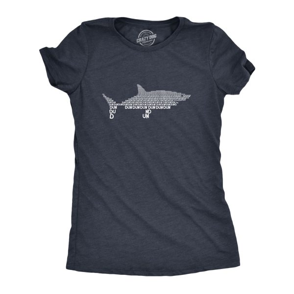 Women’s Dun Dun Dun Cool Graphic Shark T Shirt Great White Jaws Ladies Fish Tee