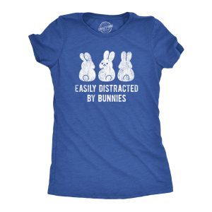Womens Easily Distracted By Bunnies T shirt Funny Rabbit Party Gift for Basket 1