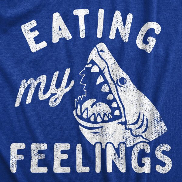 Womens Eating My Feelings T Shirt Funny Shark Bite Joke Tee For Ladies