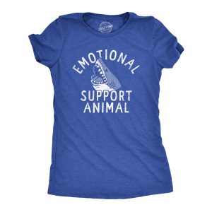 Womens Emotional Support Animal T Shirt Funny Scary Shark Attack Joke Tee For Ladies Womens Emotional Support Animal T Shirt Funny Scary Shark Attack Joke Tee For Ladies