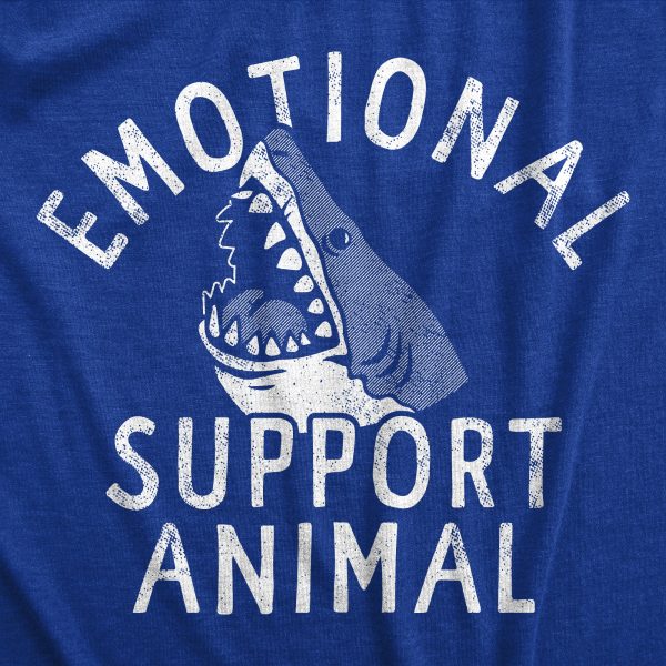 Womens Emotional Support Animal T Shirt Funny Scary Shark Attack Joke Tee For Ladies