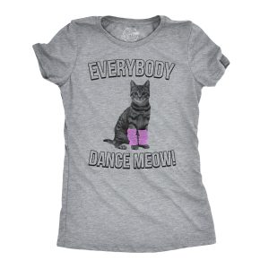 Womens Everybody Dance Meow Funny Cat Mom T Shirt Cute Kitten Tees 1