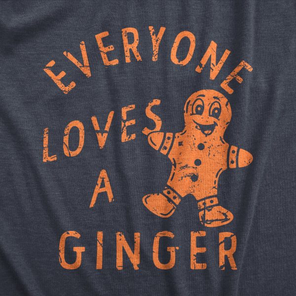 Womens Everyone Loves A Ginger T Shirt Funny Xmas Gingerbread Man Joke Tee For Ladies