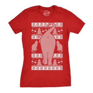 Womens Festive Cat Butt Ugly Christmas Sweater T Shirt Funny Holiday Party Tee Womens Festive Cat Butt Ugly Christmas Sweater T Shirt Funny Holiday Party Tee