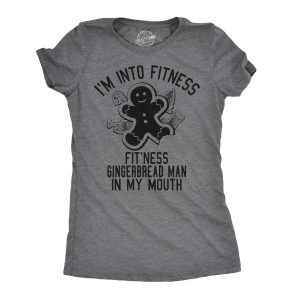 Womens Fitness Gingerbread In My Mouth T shirt Funny Christmas Xmas Gift for Her Womens Fitness Gingerbread In My Mouth T shirt Funny Christmas Xmas Gift for Her