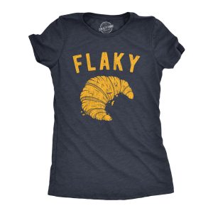 Womens Flaky Tshirt Funny Croissant Crumbs Novelty Food Graphic Tee For Ladies Womens Flaky Tshirt Funny Croissant Crumbs Novelty Food Graphic Tee For Ladies