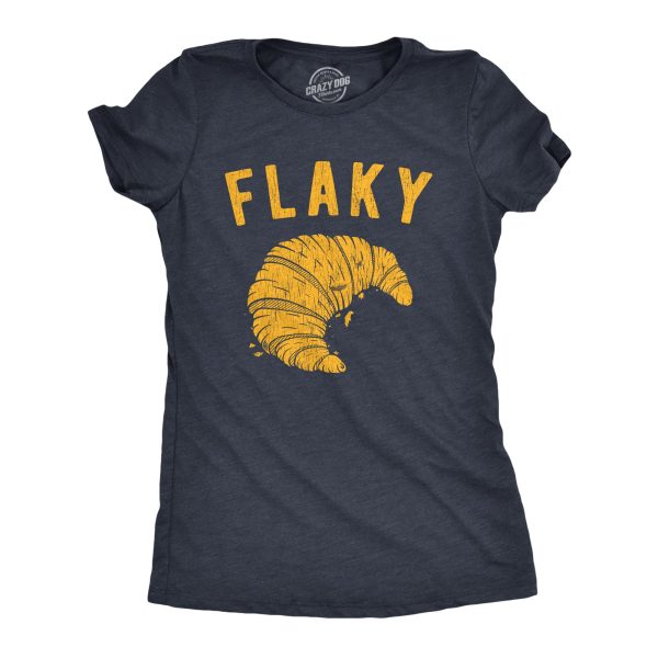 Womens Flaky Tshirt Funny Croissant Crumbs Novelty Food Graphic Tee For Ladies