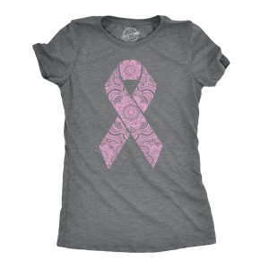 Womens Floral Breast Cancer Ribbon Awareness Survivor T shirt Womens Floral Breast Cancer Ribbon Awareness Survivor T shirt