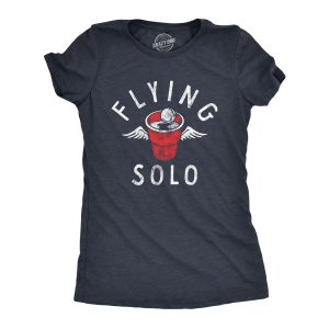 Womens Flying Solo T Shirt Funny Drinking Game Partying Cup Graphic Novelty Tee For Ladies 1