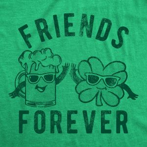 Womens Friends Forever Beer And Clover Tshirt Funny Saint Patrick’s Day Parade Graphic Novelty Tee For Ladies