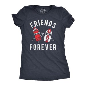 Womens Friends Forever Firecracker Hot Dog T Shirt Funny Fourth Of July Party Cookout Fireworks Tee For Ladies 1