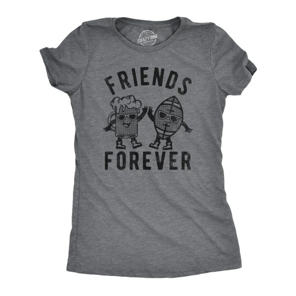 Womens Friends Forever Football Beer T Shirt Funny Tailgate Drinking Tee For Ladies