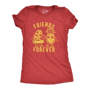 Womens Friends Forever Pizza And Pineapple Tshirt Funny Novelty Food Graphic Tee For Ladies Womens Friends Forever Pizza And Pineapple Tshirt Funny Novelty Food Graphic Tee For Ladies