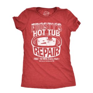 Womens Frostys Hot Tub Repair T Shirt Funny Xmas Season Snowman Service Joke Tee For Ladies Womens Frostys Hot Tub Repair T Shirt Funny Xmas Season Snowman Service Joke Tee For Ladies