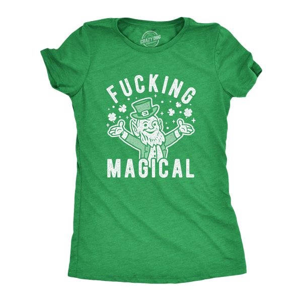 Womens Fucking Magical Leprechaun Tshirt Funny Offensive Saint Patrick’s Day Parade Graphic Novelty Tee For Ladies