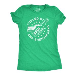 Womens Fueled By Beer And Shenanigans Tshirt Funny Saint Patrick’s Day Parade Drinking Graphic Novelty Tee For Ladies Womens Fueled By Beer And Shenanigans Tshirt Funny Saint Patrick’s Day Parade Drinking Graphic Novelty Tee For Ladies