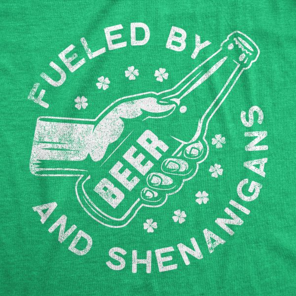 Womens Fueled By Beer And Shenanigans Tshirt Funny Saint Patrick’s Day Parade Drinking Graphic Novelty Tee For Ladies