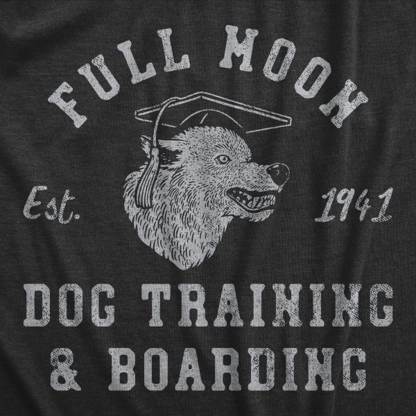 Womens Full Moon Dog Training And Boarding T Shirt Funny Halloween Werewolf Tee For Ladies