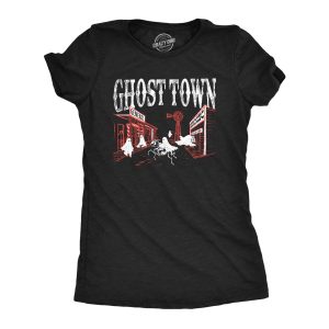 Womens Ghost Town T Shirt Funny Halloween Bed Sheet Ghosts Joke Tee For Ladies Womens Ghost Town T Shirt Funny Halloween Bed Sheet Ghosts Joke Tee For Ladies