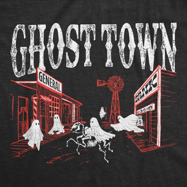 Womens Ghost Town T Shirt Funny Halloween Bed Sheet Ghosts Joke Tee For Ladies
