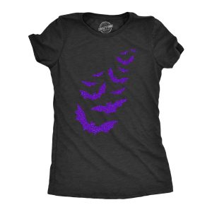 Womens Glitter Bats T Shirt Funny Cute Halloween Graphic Cool Novelty Tee For Ladies Womens Glitter Bats T Shirt Funny Cute Halloween Graphic Cool Novelty Tee For Ladies