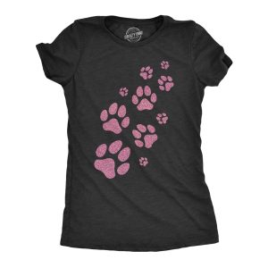 Womens Glitter Dog Paw Prints T Shirt Funny Cute Pet Puppy Lover Graphic Novelty Tee For Ladies Womens Glitter Dog Paw Prints T Shirt Funny Cute Pet Puppy Lover Graphic Novelty Tee For Ladies