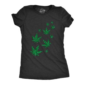 Womens Glitter Pot Leaves T Shirt Cute 420 Lovers Weed Leaf Graphic Novelty Pothead Top Womens Glitter Pot Leaves T Shirt Cute 420 Lovers Weed Leaf Graphic Novelty Pothead Top