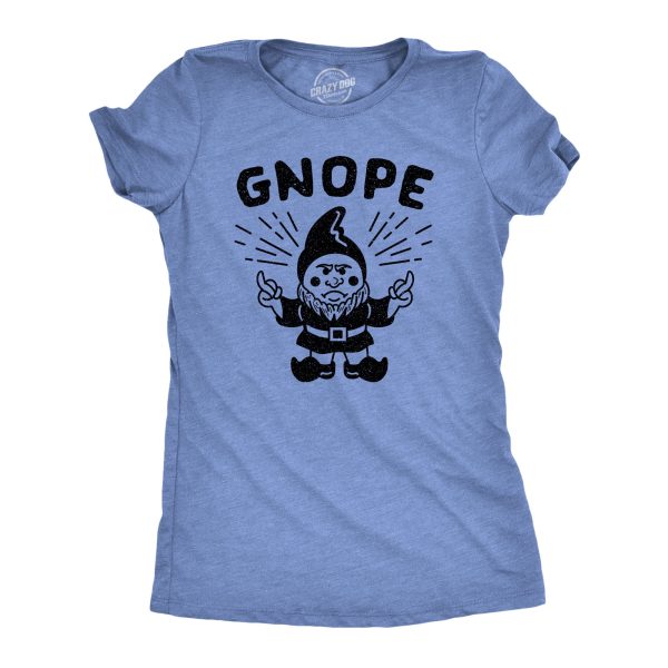 Womens Gnope Tshirt Funny Nope Little Gnome Wizard Novelty Graphic Tee