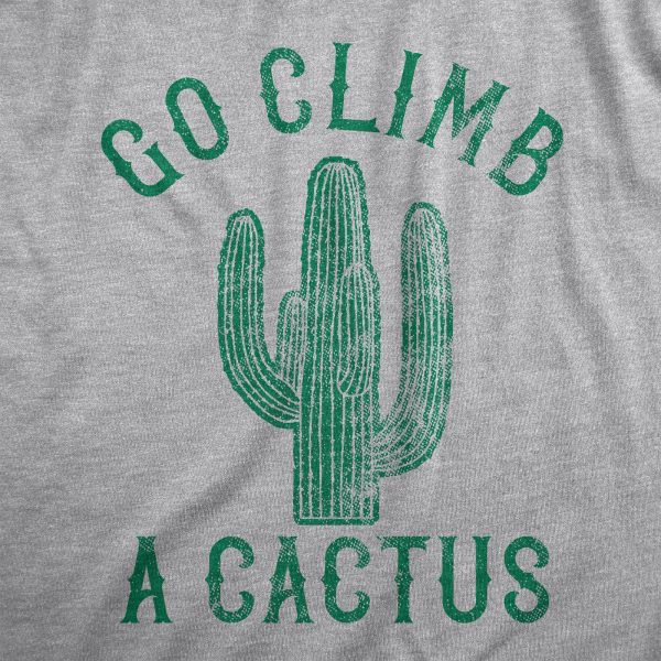 Womens Go Climb A Cactus Tshirt Funny Prickly Dessert Plant Graphic Novelty Tee