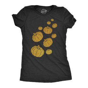 Womens Gold Glitter Pumpkins T Shirt Funny Cute Halloween Top Graphic Novelty Tee Womens Gold Glitter Pumpkins T Shirt Funny Cute Halloween Top Graphic Novelty Tee