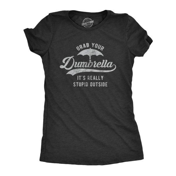 Womens Grab Your Dumbrella It’s Really Stupid Outside Tshirt Funny Sarcastic Novelty Tee