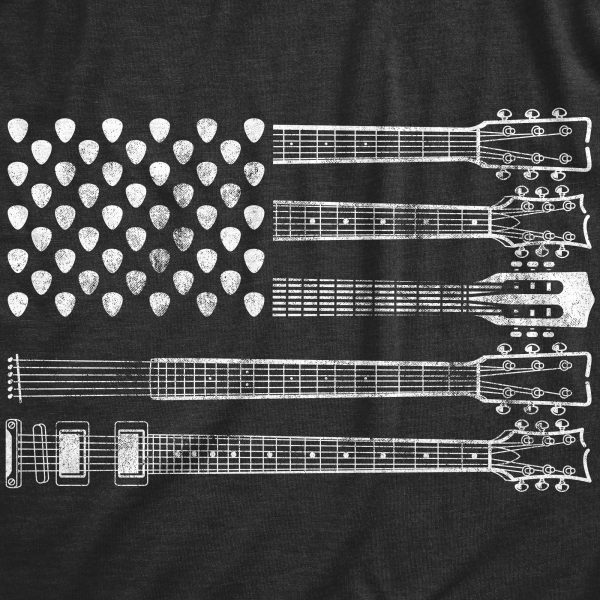 Womens Guitar Flag Tshirt Cool Rock And Roll 4th of July Musician Flag Graphic Novelty Tee
