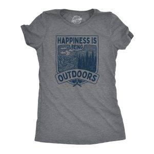 Womens Hapiness Is Being Outdoors T Shirt Funny Cool Nature Hiking Camping Lovers Tee For Ladies Womens Hapiness Is Being Outdoors T Shirt Funny Cool Nature Hiking Camping Lovers Tee For Ladies