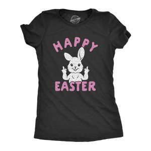 Womens Happy Easter Middle Finger T Shirt Cute Funny Offensive Bunny Hilarious Top Womens Happy Easter Middle Finger T Shirt Cute Funny Offensive Bunny Hilarious Top