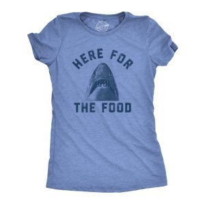 Womens Here For The Food Tshirt Funny Shark Novelty Great White Graphic Tee 1