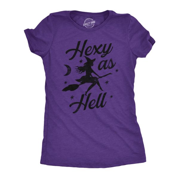 Womens Hexy As Hell T Shirt Funny Halloween Party Sexy Witch Tee For Ladies