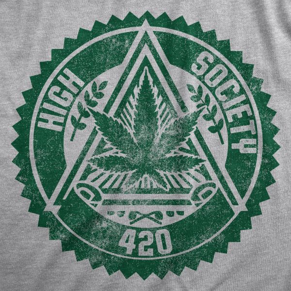 Womens High Society T Shirt Funny 420 Weed Leaf Pot Club Tee For Ladies