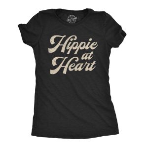 Womens Hippie At Heart Tshirt Funny Flower Child 70s Groovy Graphic Tee Womens Hippie At Heart Tshirt Funny Flower Child 70s Groovy Graphic Tee