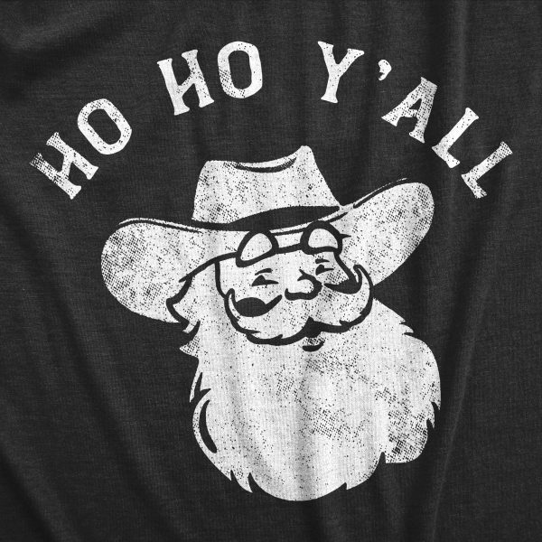 Womens Ho Ho Yall T Shirt Funny Xmas Southern Cowboy Santa Claus Tee For Ladies