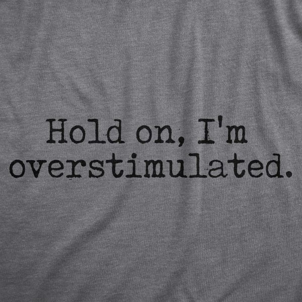 Womens Hold On Im Overstimulated T Shirt Funny Introverted Mental Health Joke Tee For Ladies