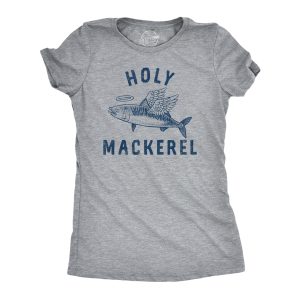 Womens Holy Mackerel T Shirt Funny Angel Halo Blessed Fish Saying Joke Tee For Ladies Womens Holy Mackerel T Shirt Funny Angel Halo Blessed Fish Saying Joke Tee For Ladies